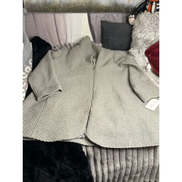 Nwt Jessica Simpson Plus  Braided Wool Coat With Shawl Collar Grey - Picture 8 of 11